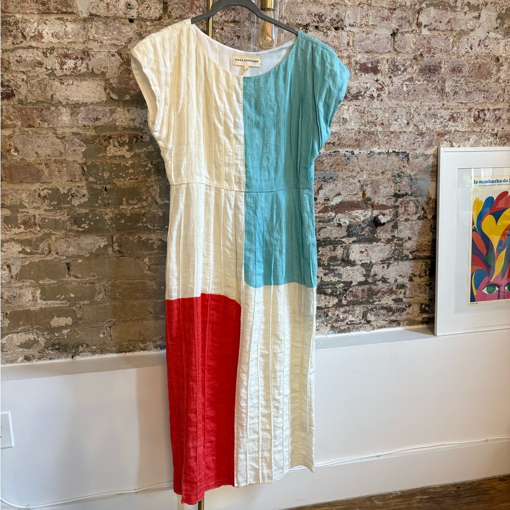 Mara Hoffman Colorblock Dress in Red, Blue, and White